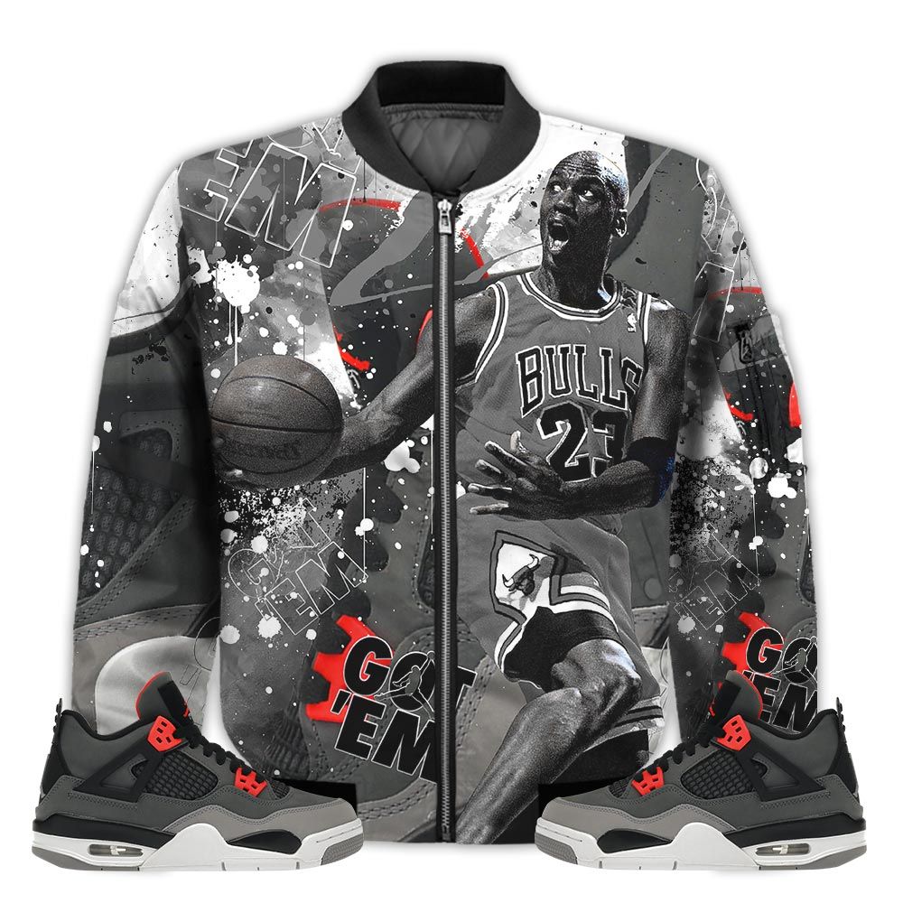 Shirt-To-Go-With-JD-4-Retro-Infrared-Got-Em-Shoes-Goat-Retro-Infrared-4s-Gifts-Unisex-Matching-3D-Bomber-Jacket-1