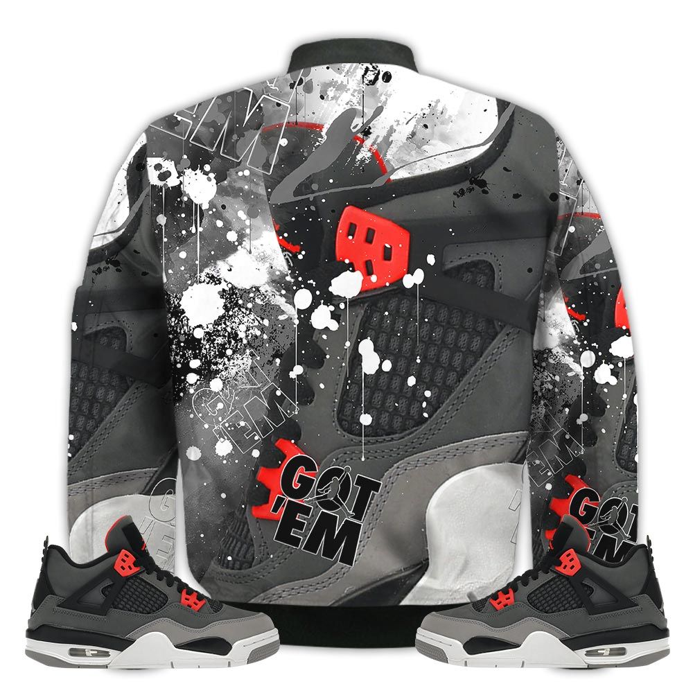 Shirt-To-Go-With-JD-4-Retro-Infrared-Got-Em-Shoes-Goat-Retro-Infrared-4s-Gifts-Unisex-Matching-3D-Bomber-Jacket-2