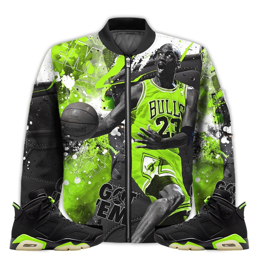Shirt-To-Go-With-JD-6-Electric-Green-Got-Em-Shoes-Goat-Electric-Green-6s-Gifts-Unisex-Matching-3D-Bomber-Jacket-1