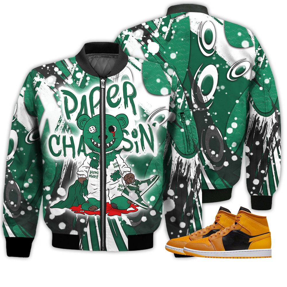 Shirt To Match 1 High Gorge Green - Bear Paper Chasin' - Mid Chutney 1s Gifts Unisex Matching 3D Bomber Jacket Shirt To Match 1 High Gorge Green - Bear Paper Chasin' - Mid Chutney 1s Gifts Unisex Matching 3D Bomber Jacket