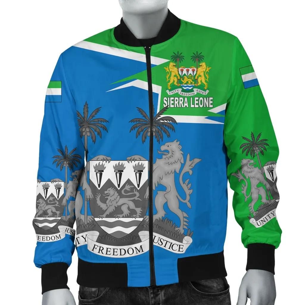 Sierra Leone Bomber Jacket Coat Of Arms - Style A27 Bomber Jacket Sierra Leone Bomber Jacket Coat Of Arms - Style A27 Bomber Jacket