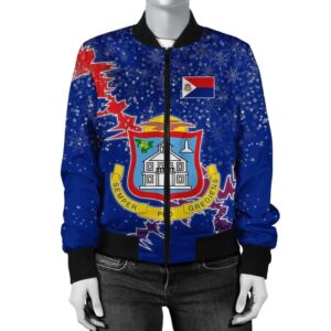 Sint Maarten Christmas Coat Of Arms Women Bomber Jacket X Style J78 Bomber Jacket