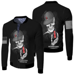 Skeleton Holds International Harvester Logo For Lovers 3D Bomber Jacket