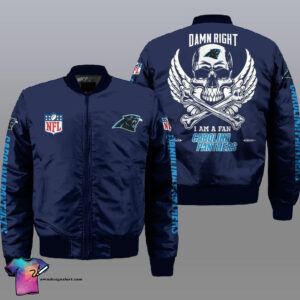 Skull Carolina Panthers All Over Printed Bomber Jacket
