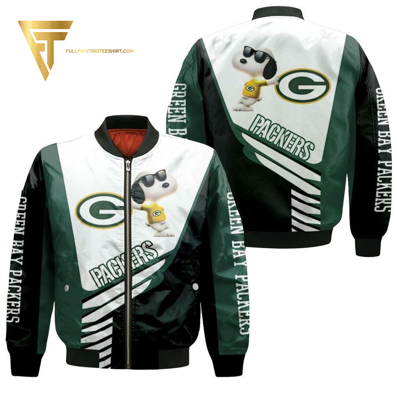 Snoopy Green Bay Packers Full Print Bomber Jacket Snoopy Green Bay Packers Full Print Bomber Jacket