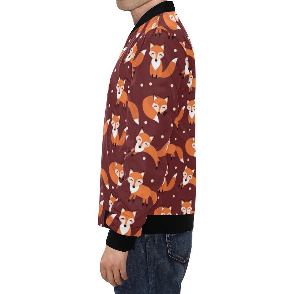 Snow-Fox-Pattern-Print-Mens-Bomber-Jacket-1