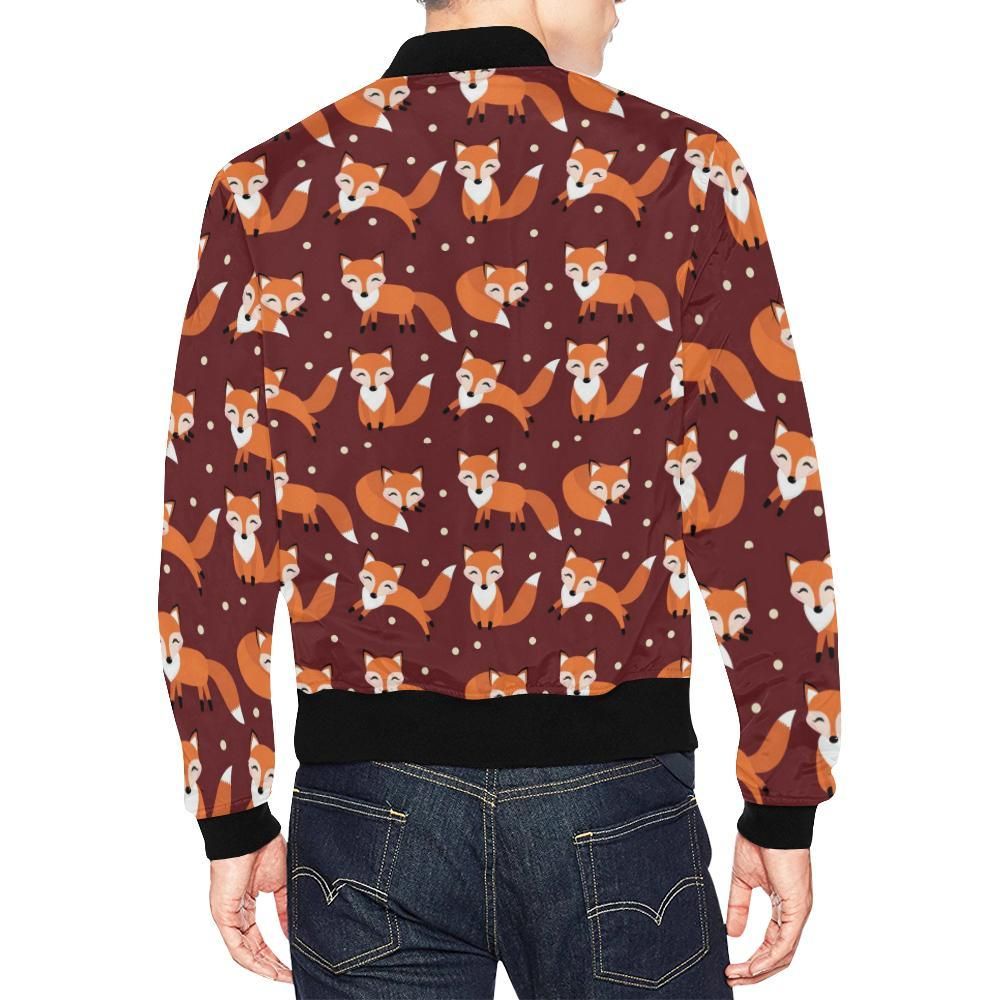 Snow-Fox-Pattern-Print-Mens-Bomber-Jacket-2