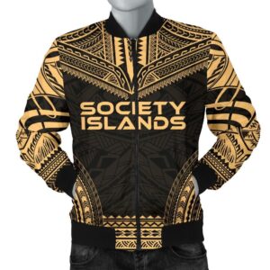 Society Islands Polynesian Chief Men's Bomber Jacket - Gold Version - Bn10 Bomber Jacket