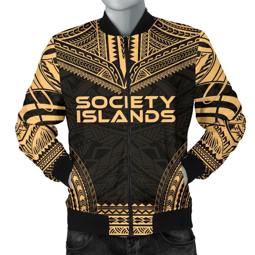 Society Islands Polynesian Chief Men's Bomber Jacket - Gold Version - Bn10 Bomber Jacket Society Islands Polynesian Chief Men's Bomber Jacket - Gold Version - Bn10 Bomber Jacket