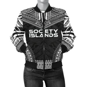 Society Islands Polynesian Chief Women'S Bomber Jacket - Black Version - Bn10 Bomber Jacket