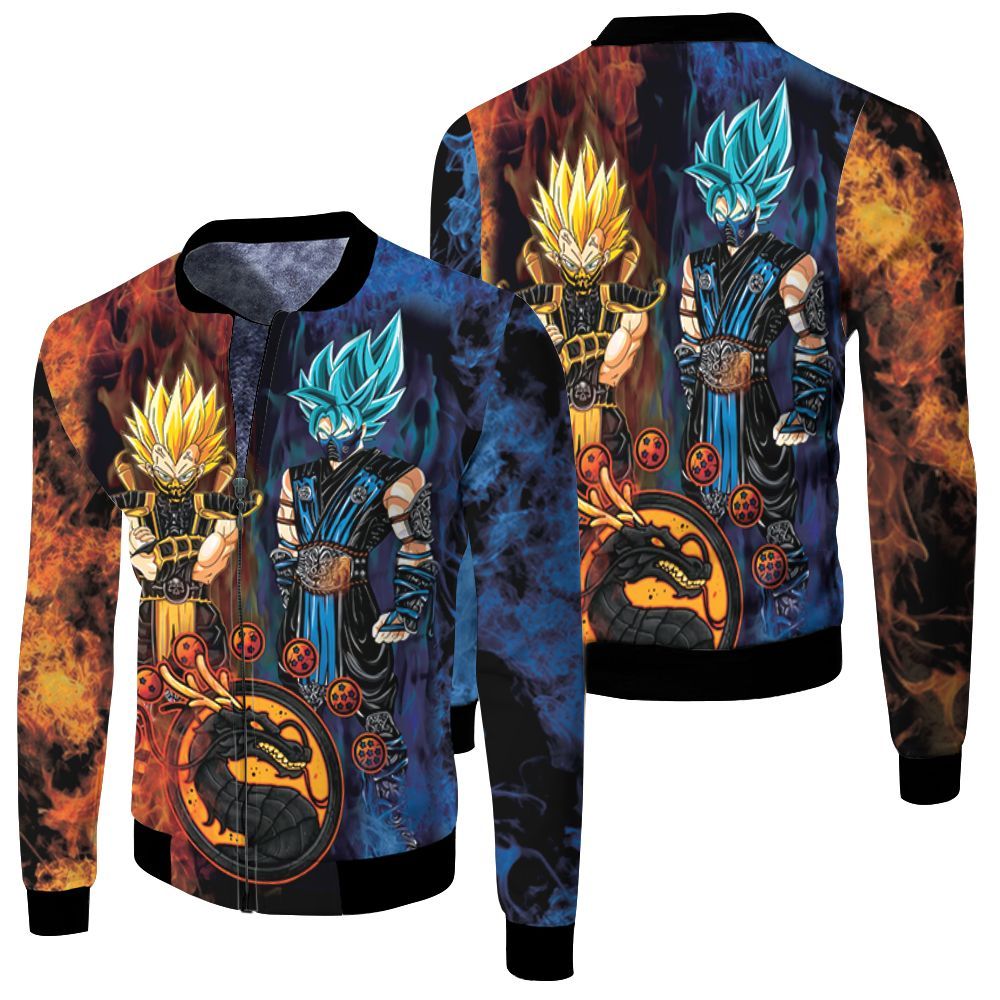 Songoku Sub Zero Vegeta Scorpion Dragon Ball Mortal Kombat 3D Bomber Jacket Songoku Sub Zero Vegeta Scorpion Dragon Ball Mortal Kombat 3D Bomber Jacket