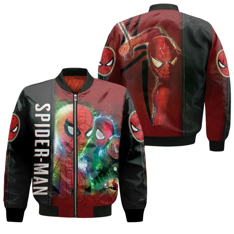Spider Man No Way Home Three Heroes Saving The World Superhero 3D Designed Allover Gift For Spider Man Fans Bomber Jacket Spider Man No Way Home Three Heroes Saving The World Superhero 3D Designed Allover Gift For Spider Man Fans Bomber Jacket