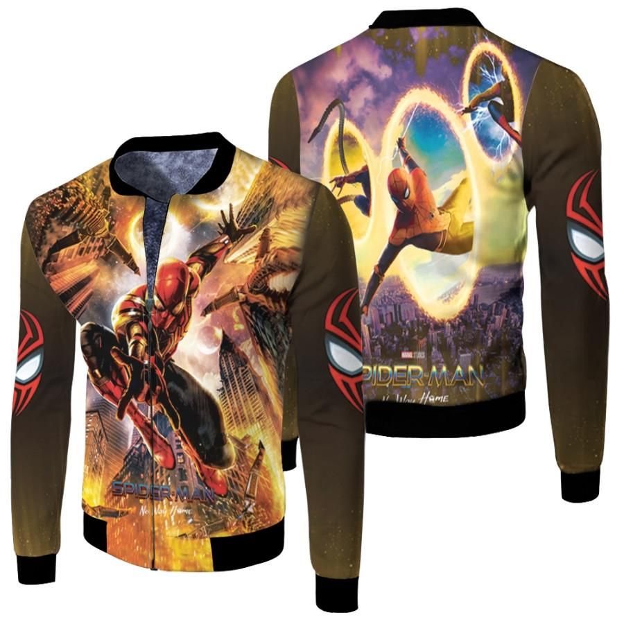 Spider Man No Way Home Three Spider Men Colabs Through Time Portal 3D Designed Allover Gift For Spider Man Fans Bomber Jacket Spider Man No Way Home Three Spider Men Colabs Through Time Portal 3D Designed Allover Gift For Spider Man Fans Bomber Jacket