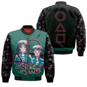 Squid Game Players 067 And Player 240 Circle Triangle Square Korean Drama Series gift for Squid Game lovers Bomber Jacket
