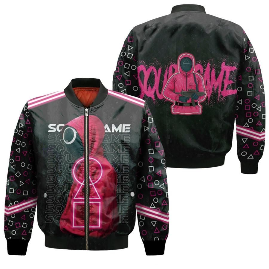 Squid Game Red Guards Circle Triangle Square Logo Squid Game Soldiers gift for Squid Game lovers Bomber Jacket Squid Game Red Guards Circle Triangle Square Logo Squid Game Soldiers gift for Squid Game lovers Bomber Jacket