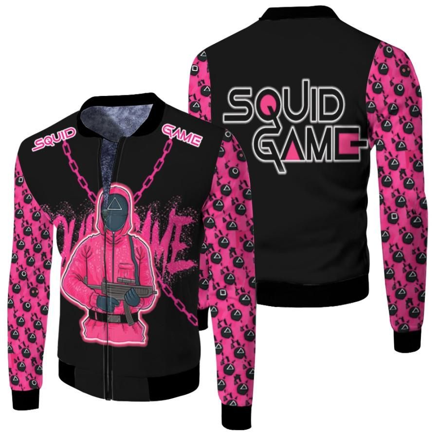 Squid Game Red Guards Triangle Logo Squid Game Soldiers Korean Movie Series gift for Squid Game fans Squid Game players Bomber Jacket Squid Game Red Guards Triangle Logo Squid Game Soldiers Korean Movie Series gift for Squid Game fans Squid Game players Bomber Jacket