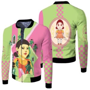 Squid Game Scary Doll Red Light Green Light Guards Stairs K Drama Series Survival Squid Game gift for Squid Game lovers Bomber Jacket