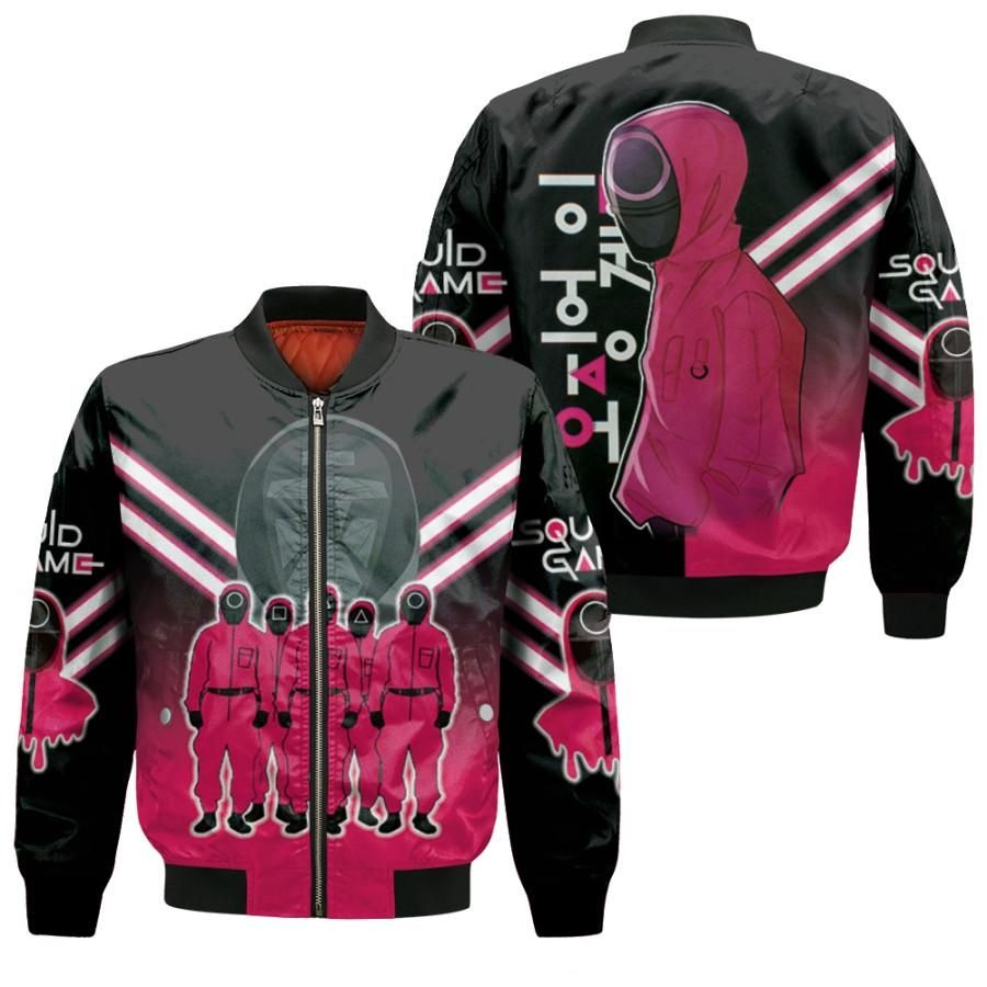 Squid Game The Front Man And Red Guards Squid Game Soldiers Squid Game Workers Korean Drama Series gift for Squid Game fans Bomber Jacket Squid Game The Front Man And Red Guards Squid Game Soldiers Squid Game Workers Korean Drama Series gift for Squid Game fans Bomber Jacket