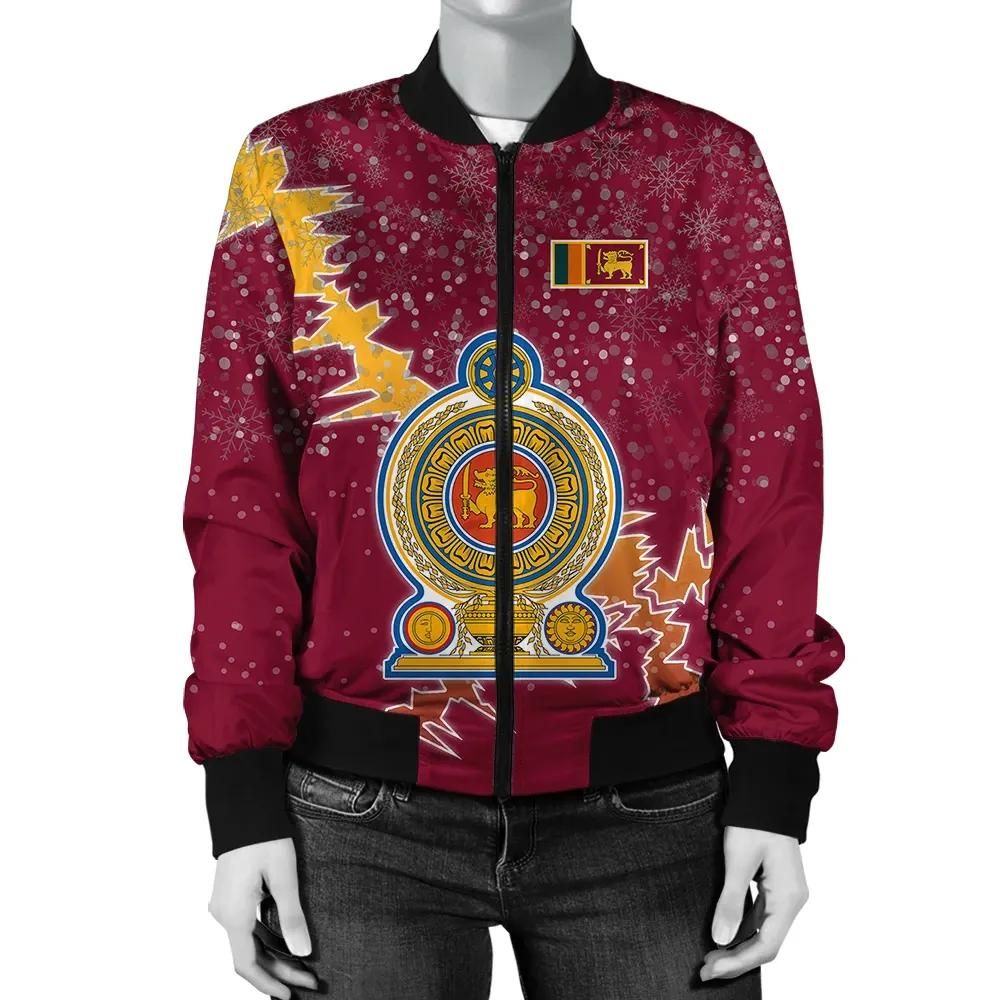 Sri Lanka Christmas Coat Of Arms Women Bomber Jacket X Style J78 Sri Lanka Christmas Coat Of Arms Women Bomber Jacket X Style J78