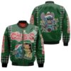 Stitch Christmas A Kiss From Lilo Relaxing Fairy Lights Green 3D Designed Allover Gift For Stitch Fans Christmas Fans Bomber Jacket