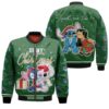 Stitch Christmas Be My Christmas And Me Too Lilo Angel Green 3D Designed Allover Gift For Stitch Fans Christmas Fans Bomber Jacket