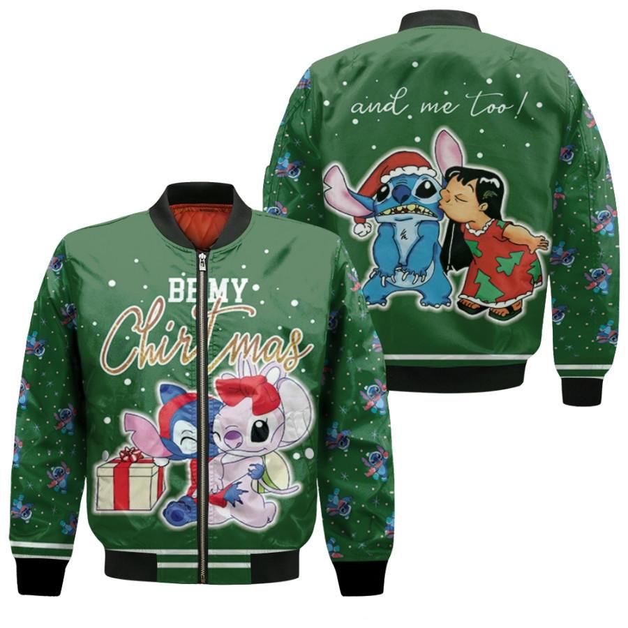 Stitch Christmas Be My Christmas And Me Too Lilo Angel Green 3D Designed Allover Gift For Stitch Fans Christmas Fans Bomber Jacket Stitch Christmas Be My Christmas And Me Too Lilo Angel Green 3D Designed Allover Gift For Stitch Fans Christmas Fans Bomber Jacket