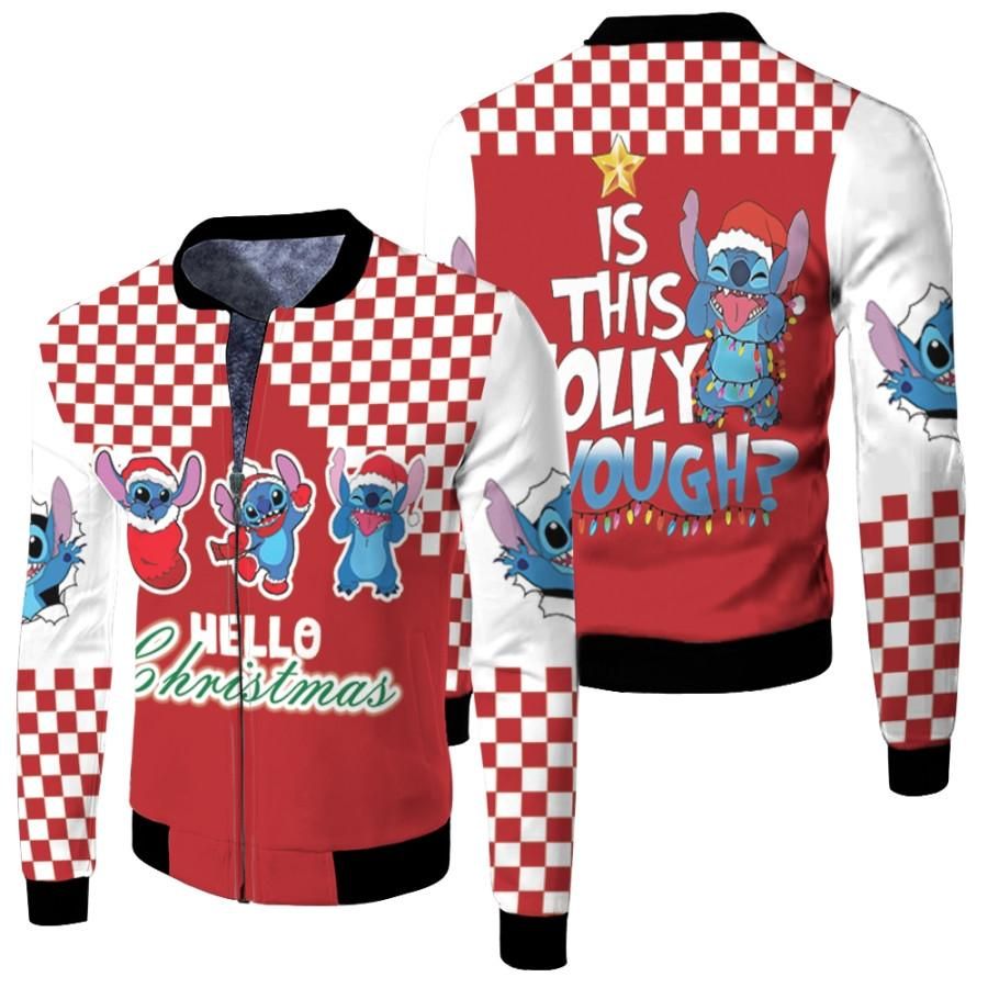 Stitch Christmas Hello Christmas Is This Holly Enough Red Plaid 3D Designed Allover Gift For Stitch Fans Christmas Fans Bomber Jacket Stitch Christmas Hello Christmas Is This Holly Enough Red Plaid 3D Designed Allover Gift For Stitch Fans Christmas Fans Bomber Jacket