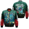 Stitch Christmas Jingle Bell Opening Gift Christmas Dark Green 3D Designed Allover Gift For Stitch Fans Christmas Fans Bomber Jacket