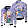 Stitch Christmas Lilo Hohoho Christmas Fairy Lights Blue 3D Designed Allover Gift For Stitch Fans Christmas Fans Bomber Jacket