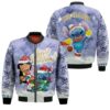 Stitch Christmas Lilo Hohoho Christmas Fairy Lights Blue 3D Designed Allover Gift For Stitch Fans Christmas Fans Bomber Jacket