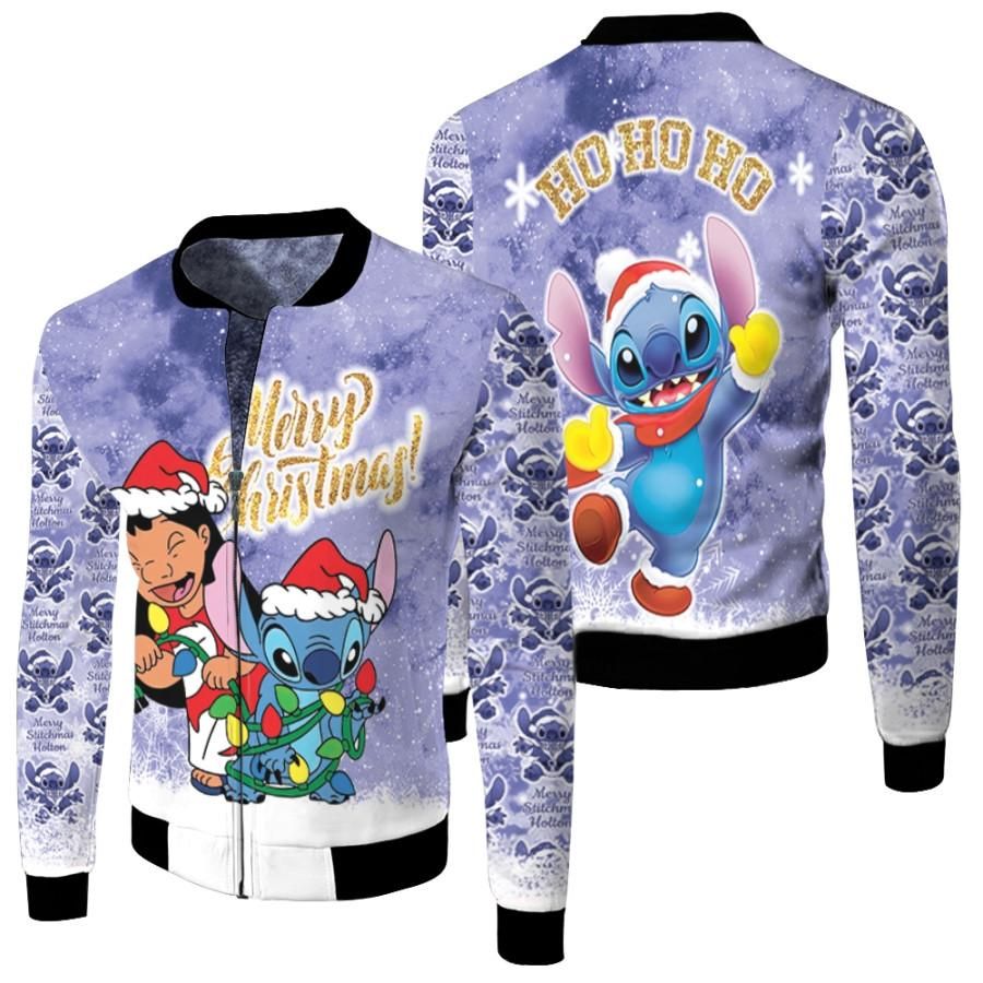 Stitch Christmas Lilo Hohoho Christmas Fairy Lights Blue 3D Designed Allover Gift For Stitch Fans Christmas Fans Bomber Jacket Stitch Christmas Lilo Hohoho Christmas Fairy Lights Blue 3D Designed Allover Gift For Stitch Fans Christmas Fans Bomber Jacket