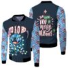 Stitch Christmas We Wish You A Merry Christmas Hohoho Black 3D Designed Allover Gift For Stitch Fans Christmas Fans Bomber Jacket