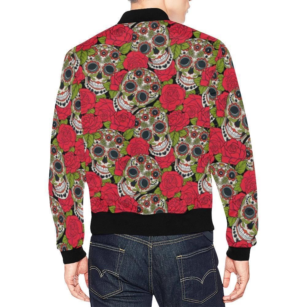 Sugar-Skull-Skeleton-Girly-Floral-Rose-Pattern-Print-Mens-Bomber-Jacket-2
