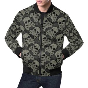 Sugar Skull Skeleton Girly Paisley Pattern Print Mens Bomber Jacket