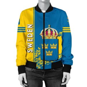 Sweden Coat Of Arms Women Bomber Jacket Quarter Style J71 Bomber Jacket