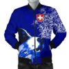 Switzerland Men's Bomber Jacket Bernese Mountain Dog and Edelweiss A7 Bomber Jacket
