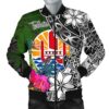 Tahiti Men Bomber Jacket - Turtle Plumeria Banana Leaf - BN11 Bomber Jacket
