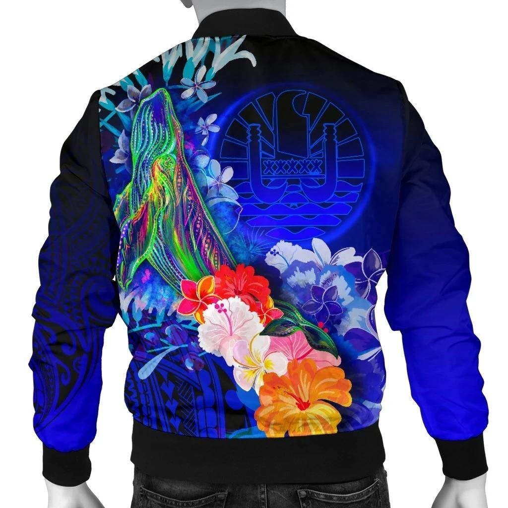Tahiti-Mens-Bomber-Jacket-Humpback-Whale-with-Tropical-Flowers-Blue-BN18-Bomber-Jacket-1