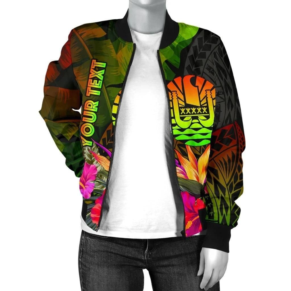 Tahiti-Polynesian-Personalised-Womens-Bomber-Jacket-Hibiscus-and-Banana-Leaves-BN15-Bomber-Jacket-2
