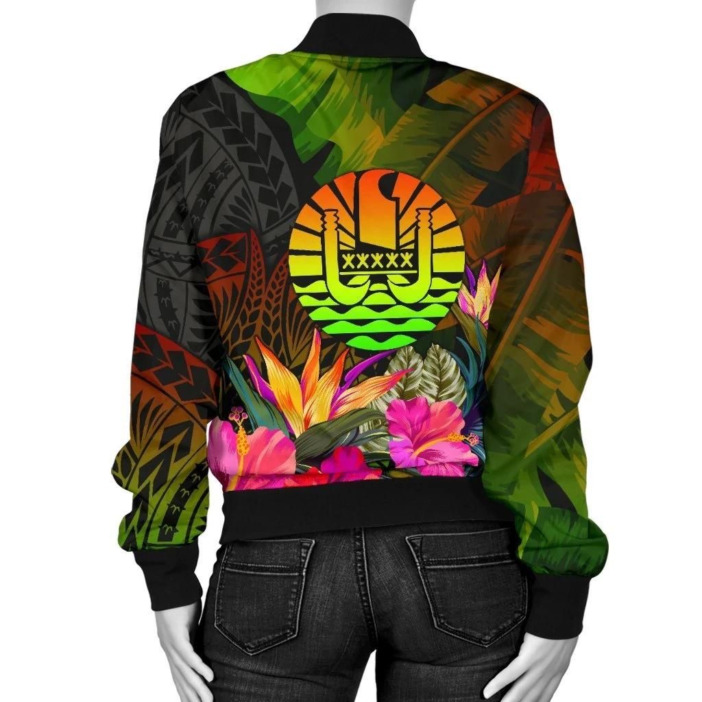 Tahiti-Polynesian-Womens-Bomber-Jacket-Hibiscus-and-Banana-Leaves-BN15-Bomber-Jacket-1