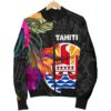 Tahiti Women's Bomber Jacket - Polynesian Hibiscus Pattern - BN39 Bomber Jacket