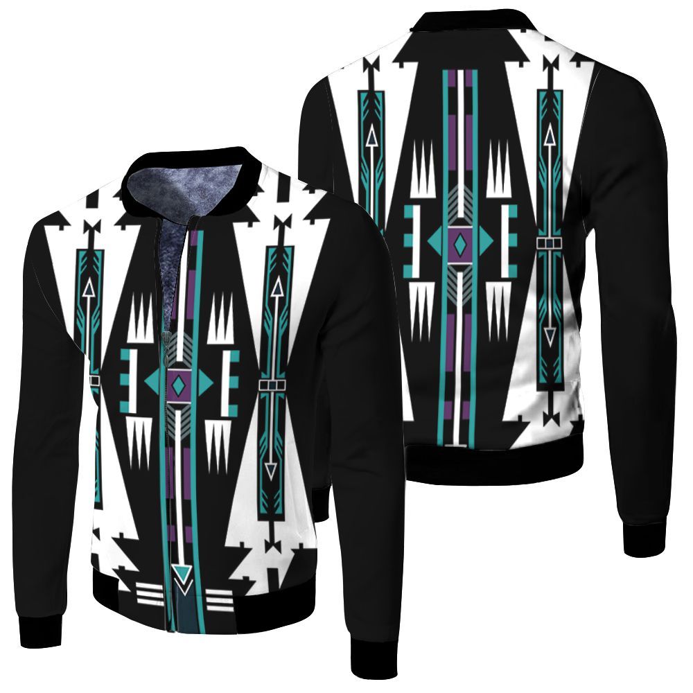 The Native American Costume Pattern Blue 3D Bomber Jacket The Native American Costume Pattern Blue 3D Bomber Jacket