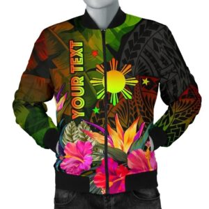 The Philippines Polynesian Personalised Men's Bomber Jacket -  Hibiscus and Banana Leaves - BN15 Bomber Jacket