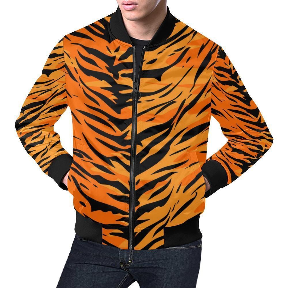 Tiger Pattern Print Mens Bomber Jacket Tiger Pattern Print Mens Bomber Jacket