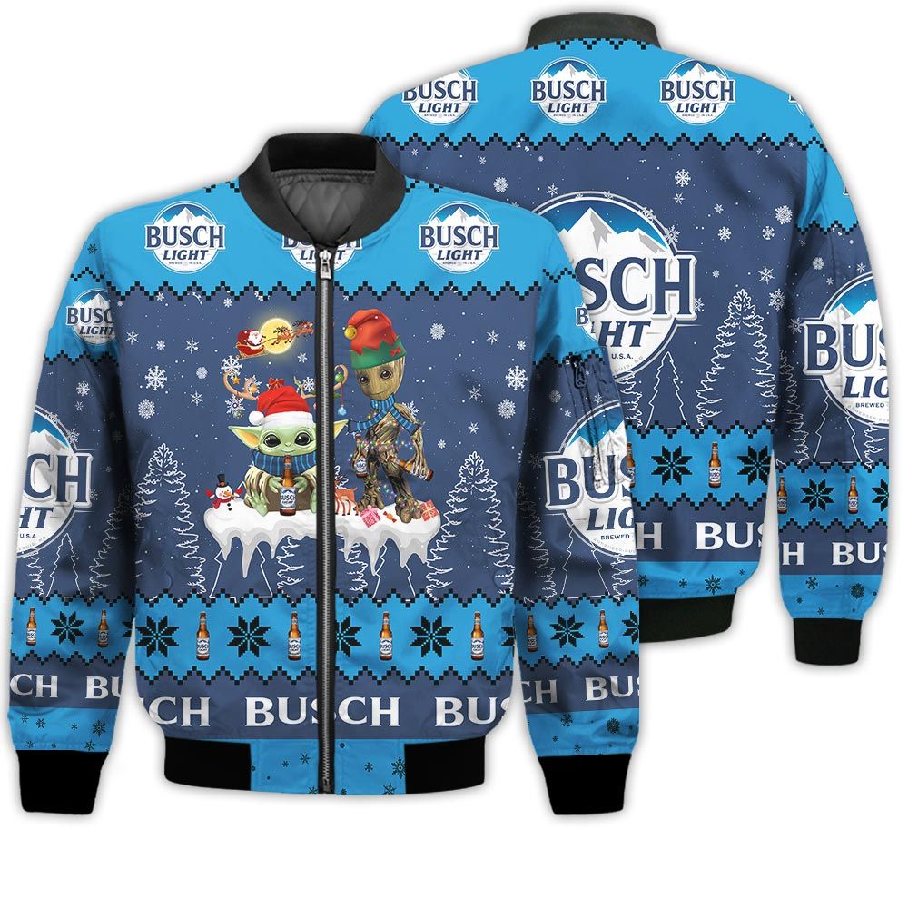 Tis The Season Christmas 2022 Baby Yoda Groot Santa Claus Deer Unisex Gift Busch Light Beers 3D Bomber Jacket Tis The Season Christmas 2022 Baby Yoda Groot Santa Claus Deer Unisex Gift Busch Light Beers 3D Bomber Jacket