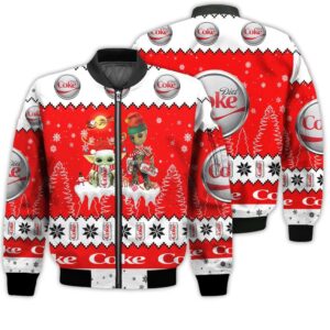 Tis The Season Christmas 2022 Baby Yoda Groot Santa Claus Deer Unisex Gift Diet Coke Soft Drink 3D Bomber Jacket