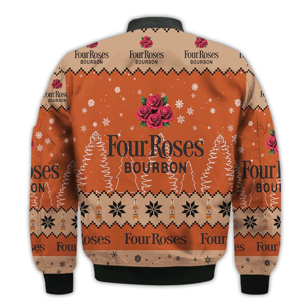 Tis-The-Season-Christmas-2022-Baby-Yoda-Groot-Santa-Claus-Deer-Unisex-Gift-Four-Roses-Whiskey-3D-Bomber-Jacket-2
