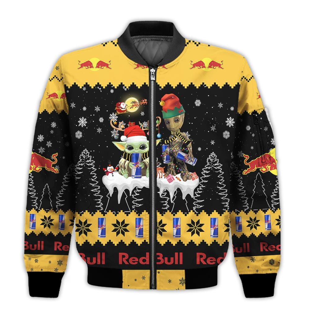 Tis-The-Season-Christmas-2022-Baby-Yoda-Groot-Santa-Claus-Deer-Unisex-Gift-Redbull-Soft-Drink-3D-Bomber-Jacket-2