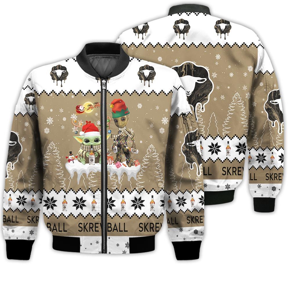 Tis The Season Christmas 2022 Baby Yoda Groot Santa Claus Deer Unisex Gift Skrewball Whiskey 3D Bomber Jacket Tis The Season Christmas 2022 Baby Yoda Groot Santa Claus Deer Unisex Gift Skrewball Whiskey 3D Bomber Jacket