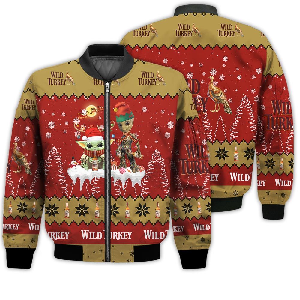 Tis The Season Christmas 2022 Baby Yoda Groot Santa Claus Deer Unisex Gift Wild Turkey Whiskey 3D Bomber Jacket Tis The Season Christmas 2022 Baby Yoda Groot Santa Claus Deer Unisex Gift Wild Turkey Whiskey 3D Bomber Jacket